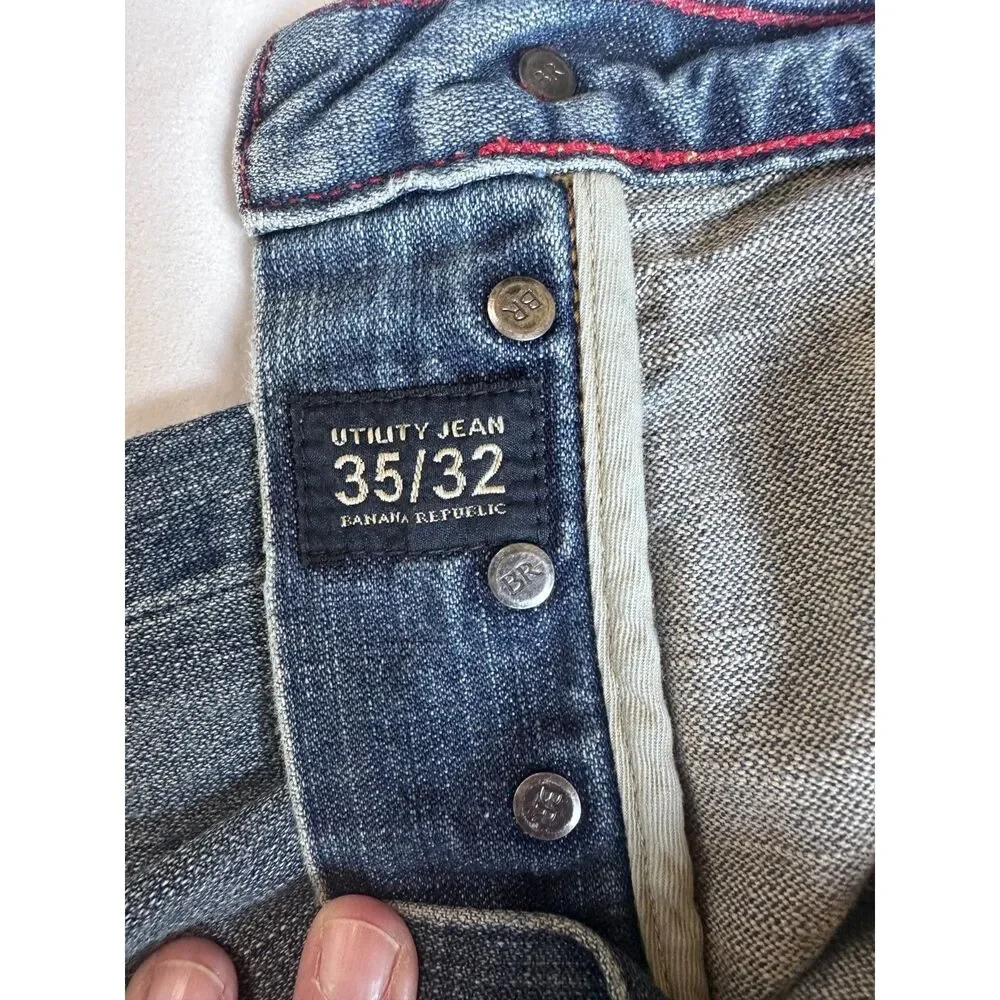 Banana Republic Men's Utility Jeans 35x32 Medium Wash Straight Fit